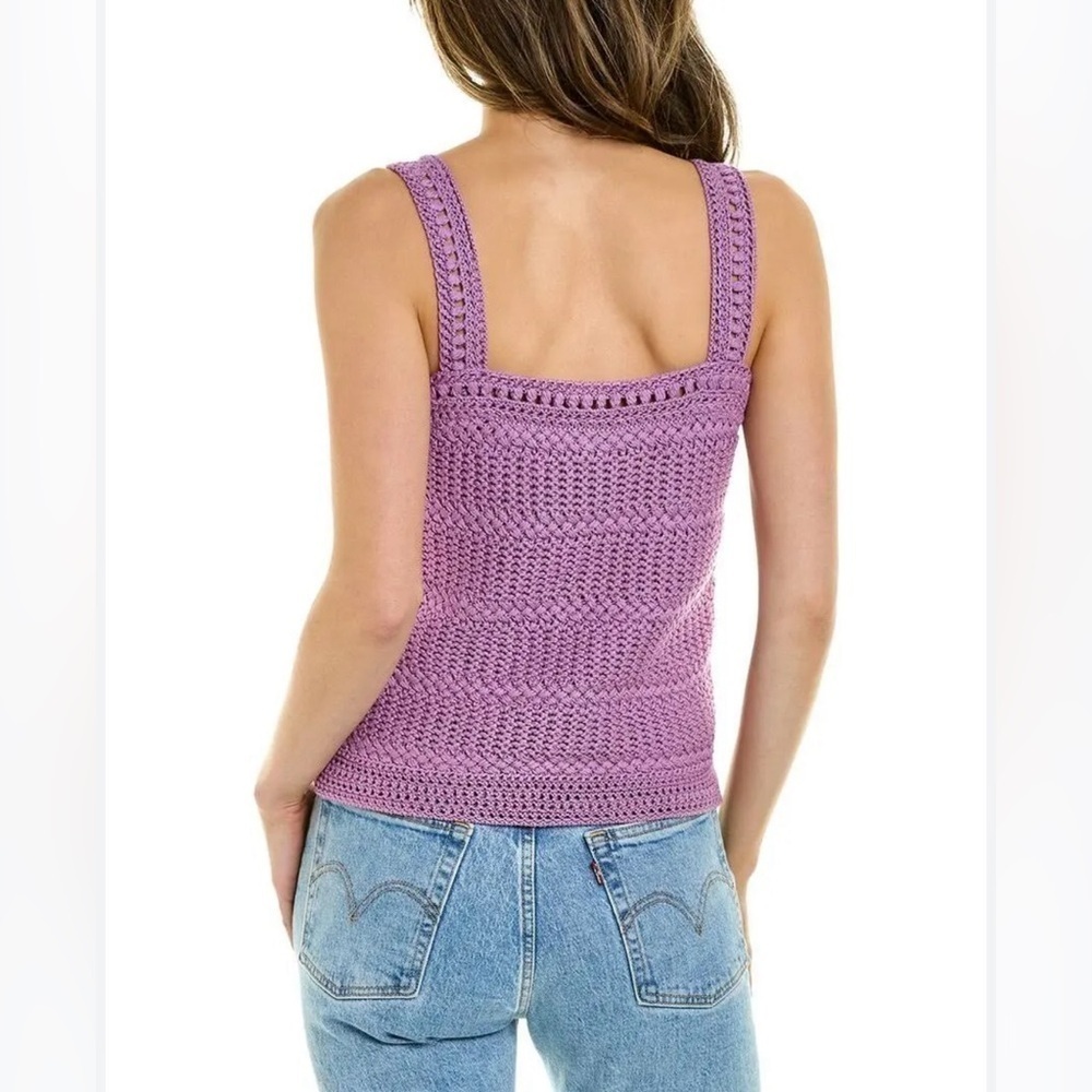 Vince Cotton Crochet Knit Camisole Square Neck Tank Sweater Size M - Picture 3 of 13